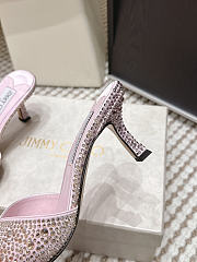 Colestore Jimmy Choo Bon Skye 70 Blush Satin Crystal Sandals - 6