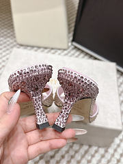 Colestore Jimmy Choo Bon Skye 70 Blush Satin Crystal Sandals - 5