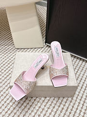 Colestore Jimmy Choo Bon Skye 70 Blush Satin Crystal Sandals - 3