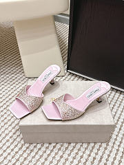 Colestore Jimmy Choo Bon Skye 70 Blush Satin Crystal Sandals - 2