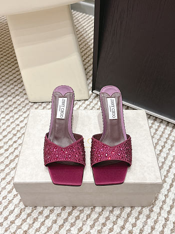 Colestore Jimmy Choo Bon Skye 70 Purple Suede Crystal Sandals