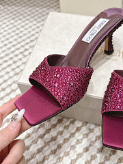 Colestore Jimmy Choo Bon Skye 70 Purple Suede Crystal Sandals - 4