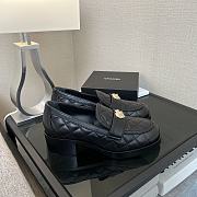 Colestore Chanel CC Quilted Heart Heel Loafers in Black - 5