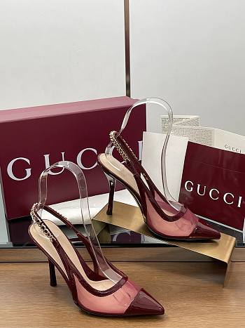 Colestore Gucci Signoria Slingback Pump Rosso Ancora Mesh Patent 