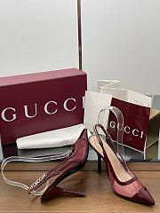 Colestore Gucci Signoria Slingback Pump Rosso Ancora Mesh Patent  - 6