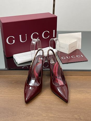 Colestore Gucci Signoria Slingback Pump Rosso Ancora Patent Leather 10.5cm