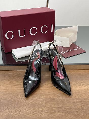 Colestore Gucci Signoria Slingback Pump Black Patent Leather 10.5cm