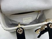 Colestore Small Lady Dior My ABCDior Bag White Cannage Lambskin with Contrasting Black Topstitching 20 x 18 x 8 cm - 5