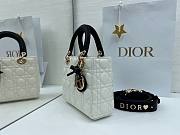 Colestore Small Lady Dior My ABCDior Bag White Cannage Lambskin with Contrasting Black Topstitching 20 x 18 x 8 cm - 4