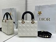 Colestore Small Lady Dior My ABCDior Bag White Cannage Lambskin with Contrasting Black Topstitching 20 x 18 x 8 cm - 2