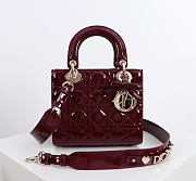Colestore Small Lady Dior My ABCDior Bag Burgundy Patent Leather 20 x 18 x 8 cm - 1