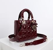 Colestore Small Lady Dior My ABCDior Bag Burgundy Patent Leather 20 x 18 x 8 cm - 6