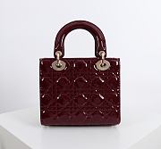 Colestore Small Lady Dior My ABCDior Bag Burgundy Patent Leather 20 x 18 x 8 cm - 4