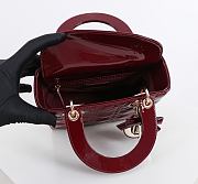 Colestore Small Lady Dior My ABCDior Bag Burgundy Patent Leather 20 x 18 x 8 cm - 3