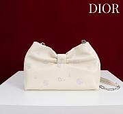 Colestore Dior Bow Clutch in Ivory Lambskin with Floral Embroidery 27×8×18cm - 1