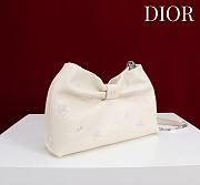 Colestore Dior Bow Clutch in Ivory Lambskin with Floral Embroidery 27×8×18cm - 5