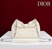 Colestore Dior Bow Clutch in Ivory Lambskin with Floral Embroidery 27×8×18cm - 4