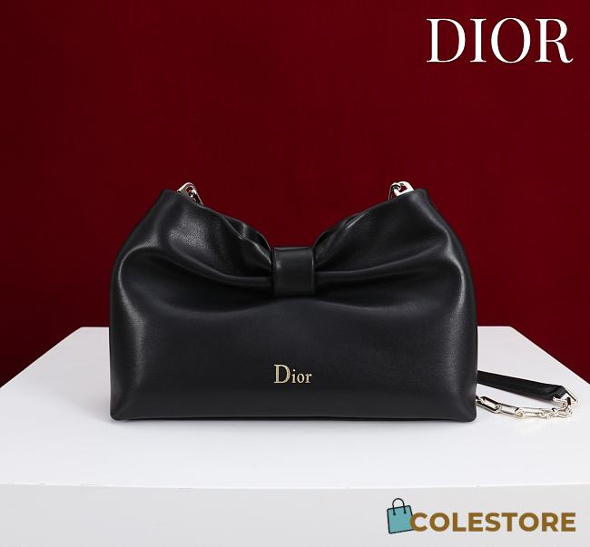 Colestore Dior Bow Clutch in Black Lambskin 27×8×18cm - 1