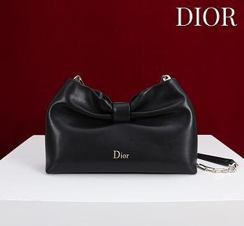 Colestore Dior Bow Clutch in Black Lambskin 27×8×18cm