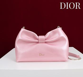 Colestore Dior Bow Clutch in Pink Lambskin 27×8×18cm