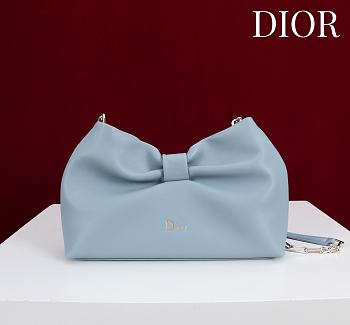 Colestore Dior Bow Clutch in Baby Blue Lambskin 27×8×18cm