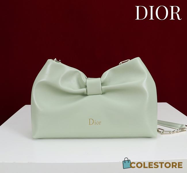 Colestore Dior Bow Clutch in Mint Green Lambskin 27×8×18cm - 1