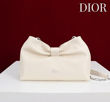 Colestore Dior Bow Clutch in Ivory Lambskin 27×8×18cm