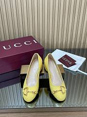 Colestore Gucci Women's Ballet Flat with Half Horsebit in Pastel Yellow Patent Leather - 1