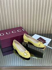 Colestore Gucci Women's Ballet Flat with Half Horsebit in Pastel Yellow Patent Leather - 4