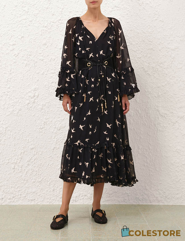 Colestore  Zimmermann Burnout Midi Dress Black - 1