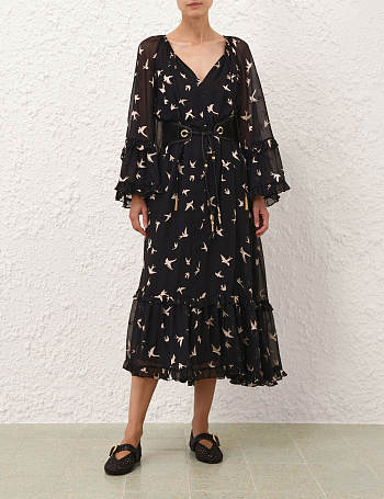 Colestore  Zimmermann Burnout Midi Dress Black