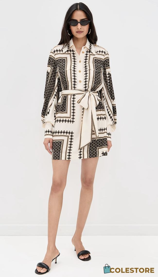 Colestore Zimmermann Scarf Mini Dress Black Geo Print  - 1