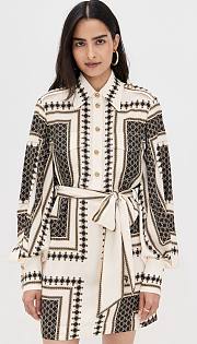 Colestore Zimmermann Scarf Mini Dress Black Geo Print  - 4