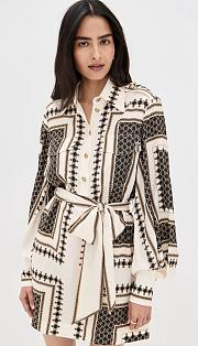 Colestore Zimmermann Scarf Mini Dress Black Geo Print  - 2