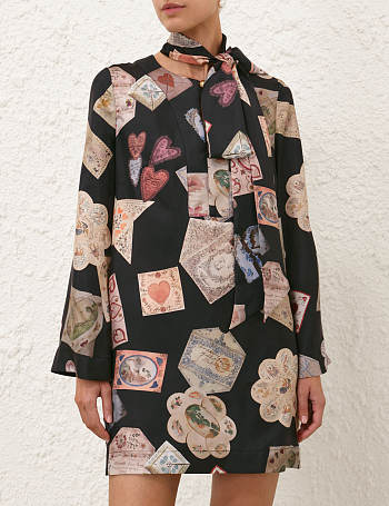 Colestore  Zimmermann Dream Tunic Dress Black Love Letter
