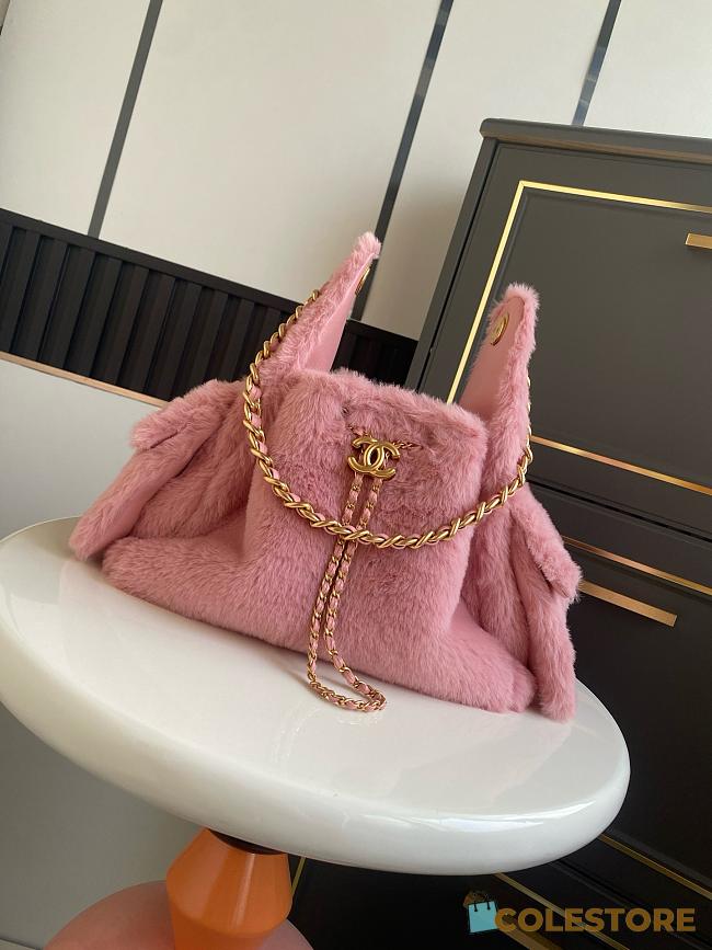 Colestore Chanel 25 Small Handbag Fur Calfskin & Gold-Tone Metal Pink 30x26x14cm - 1