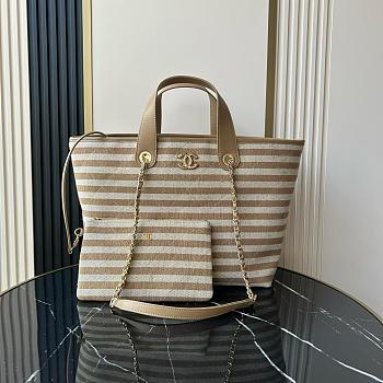 Colestore Chanel Deauville Tote Bag In Beige  31x45x28cm
