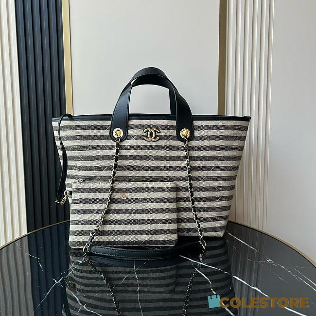 Colestore Chanel Deauville Tote Bag In Black  31x45x28cm - 1