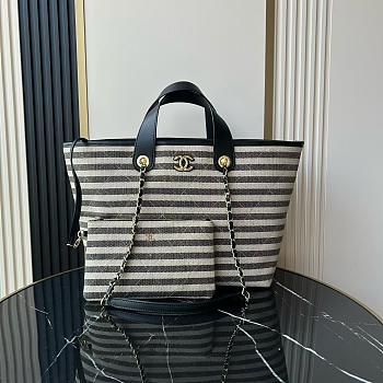 Colestore Chanel Deauville Tote Bag In Black  31x45x28cm
