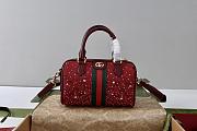 Colestore Gucci Ophidia Crystals Small Boston Bag Rosso Ancora red GG canvas 21x13x11cm - 1