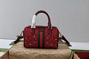 Colestore Gucci Ophidia Crystals Small Boston Bag Rosso Ancora red GG canvas 21x13x11cm - 6