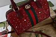 Colestore Gucci Ophidia Crystals Small Boston Bag Rosso Ancora red GG canvas 21x13x11cm - 4