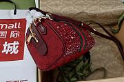 Colestore Gucci Ophidia Crystals Small Boston Bag Rosso Ancora red GG canvas 21x13x11cm - 3