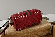 Colestore Gucci Ophidia Crystals Small Boston Bag Rosso Ancora red GG canvas 21x13x11cm - 2