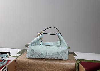 Colestore Gucci Vanity Medium Top Handle Bag Icy Blue GG canvas 27.5x13x14.5cm