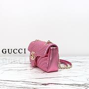 Colestore Gucci GG Marmont Medium Shoulder Bag Bright Pink Lamé Leather  26x15x7cm - 6