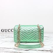 Colestore Gucci GG Marmont Medium Shoulder Bag  Pale Green Lamé Leather  26x15x7cm - 4