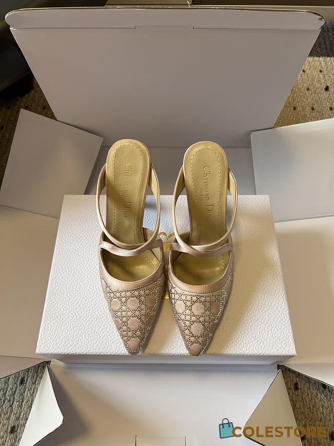 Colestore Dior Capture Heeled Mule Nude Satin with Strass Cannage Motif  - 1