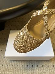 Colestore Very Dior Ballet Flat Gold-Tone Laminated Lambskin and Glitter  - 3