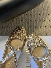 Colestore Very Dior Ballet Flat Gold-Tone Laminated Lambskin and Glitter  - 5
